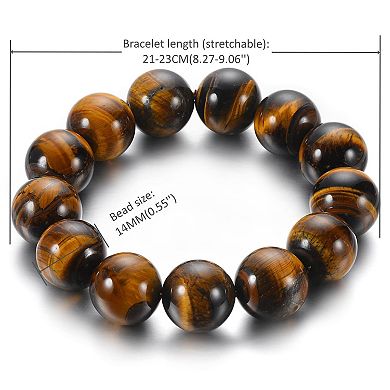 Tiger Eye Stone Beaded Bracelet Men Chunky Stretch