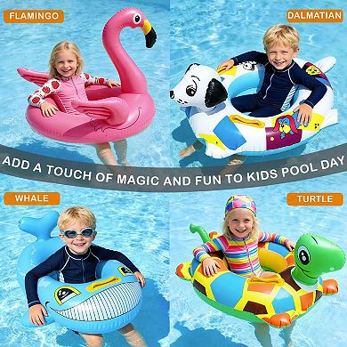 Inflatable Pool Floats Kids Ride On Flamingo Turtle Whale Dalmatian