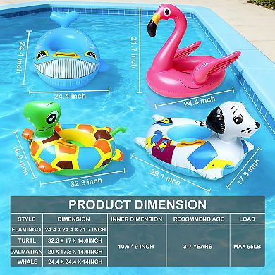 Inflatable Pool Floats Kids Ride On Flamingo Turtle Whale Dalmatian