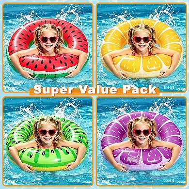 Inflatable Pool Floats Fruit Swim Tube Rings Beach Balls Water Fun