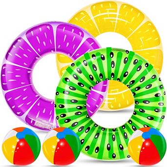 Inflatable Pool Floats Fruits Tubes Rainbow Balls Summer Water Fun