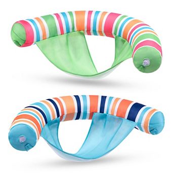 Pool Float Chair Inflatable Water Lounger Sling Fabric Stripes 2Pack