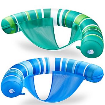 Pool Float Chair Inflatable Water Lounger Sling Fabric Stripes 2Pack