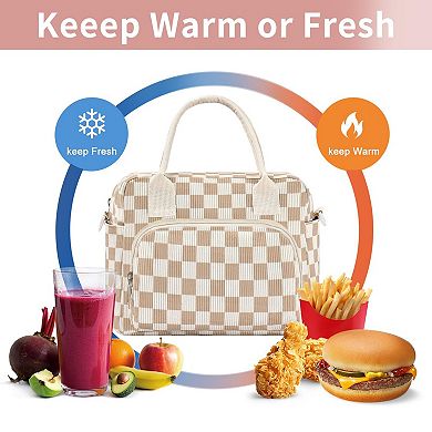 Lunch Bag Women Insulated Cooler Tote Work Picnic Plaid