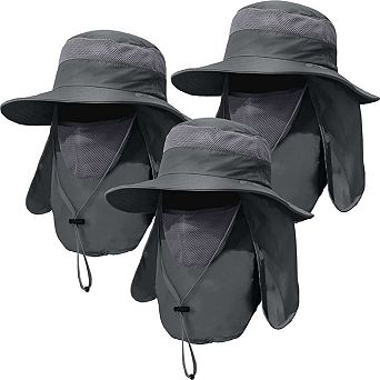Mens Outdoor Wide Brim Fishing Hat Sun Protection Cap Face Neck Flap Hiking Garden