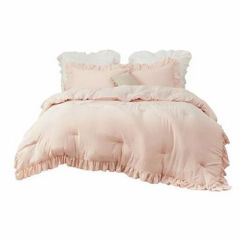 3 pc Pink Comforter Set , Bedding Set with 1 Lightweight All Season Comforter and 2 Pillow Sham