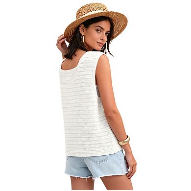 Women Tie Front Top Vacation Sweater Vest