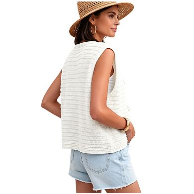 Women Tie Front Top Vacation Sweater Vest