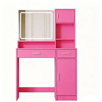 Bedroom Vanity Desk with LED Light Mirror