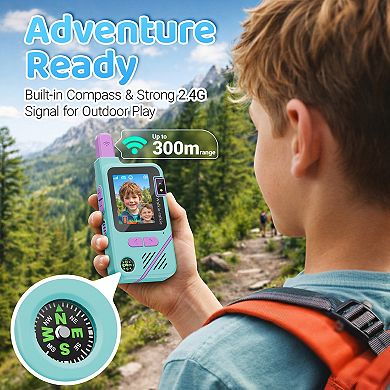 Contixo TK1 Kids Video Walkie Talkies 4-Pack (2 Blue, 2 Green), Camera, 2.0" Screen, Rechargeable