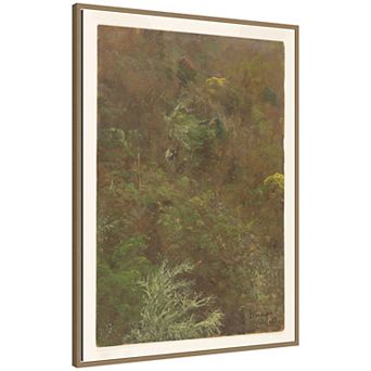 Hillside with Trees by Jamaica Frederic Church Framed Canvas Wall Art Print