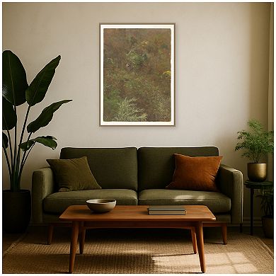 Hillside with Trees by Jamaica Frederic Church Framed Canvas Wall Art Print