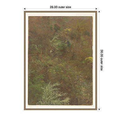 Hillside with Trees by Jamaica Frederic Church Framed Canvas Wall Art Print