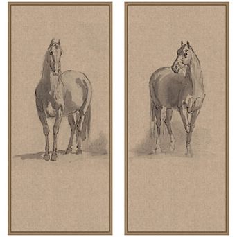 Forty Three Studies of Horses and Riders Framed Canvas Wall Art Set by Nostalgia Prints