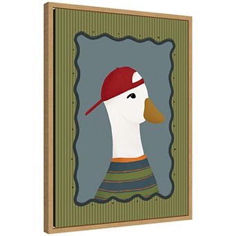 Goose Boy Baseball Cap by Molly Dillon from The lil Dills Shop Framed Canvas Wall Art Print