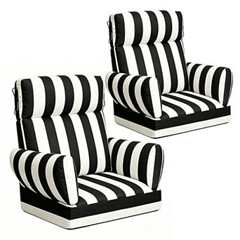 2 Pack Outdoor High Back Chair Cushion, Patio Chair Cushions Water Repellent Rocking Cushions