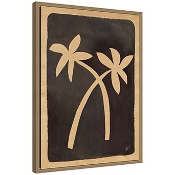 Two Arches Palm Trees Beige Brown by Cris Villa Studio Framed Canvas Wall Art Print