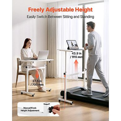 VEVOR Standing Desk, Adjustable Height Mobile Stand Up Desk with Lockable Casters