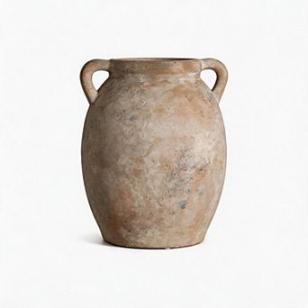 White Washed Farmhouse Clay Vase for Home Table Wedding Decor