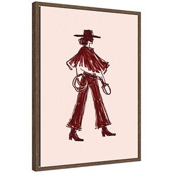 Western Cowgirl Minimalist by Laura Moss Framed Canvas Wall Art Print