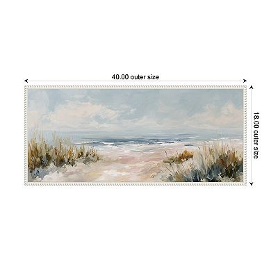 Beach Grass Ocean Waves Panel by The Creative Bunch Studio Framed Canvas Wall Art Print