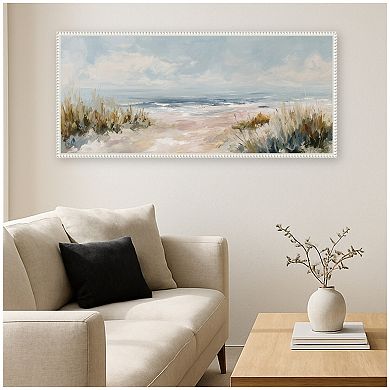 Beach Grass Ocean Waves Panel by The Creative Bunch Studio Framed Canvas Wall Art Print