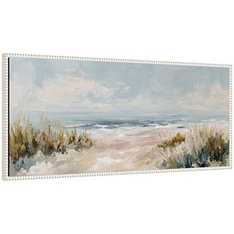 Beach Grass Ocean Waves Panel by The Creative Bunch Studio Framed Canvas Wall Art Print