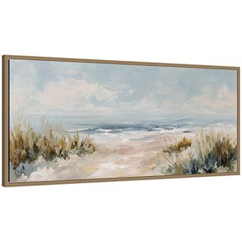 Beach Grass Ocean Waves Panel by The Creative Bunch Studio Framed Canvas Wall Art Print