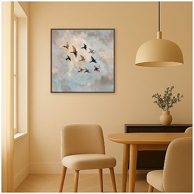 Abstract Flock Birds Flight 1 by The Creative Bunch Studio Framed Canvas Wall Art Print
