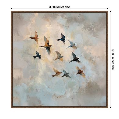 Abstract Flock Birds Flight 1 by The Creative Bunch Studio Framed Canvas Wall Art Print