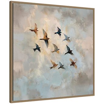 Abstract Flock Birds Flight 1 by The Creative Bunch Studio Framed Canvas Wall Art Print