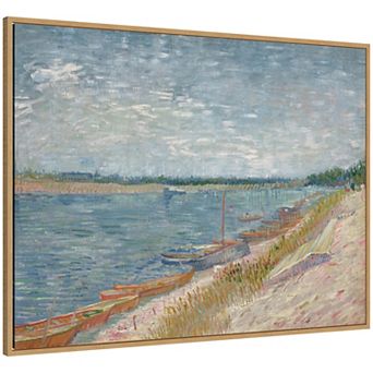 Moored Boats Van Gogh Framed Canvas Wall Art Print