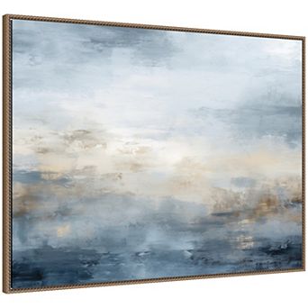 Oceanic Serenity Blue Abstract by The Creative Bunch Studio Framed Canvas Wall Art Print