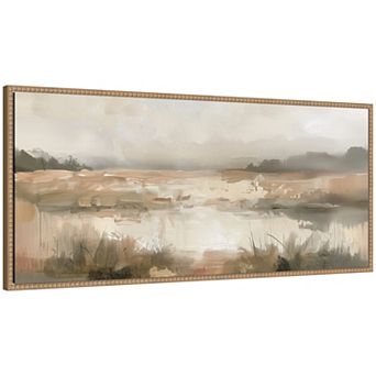 Neutral Abstract Landscape Panel by The Creative Bunch Studio Framed Canvas Wall Art Print