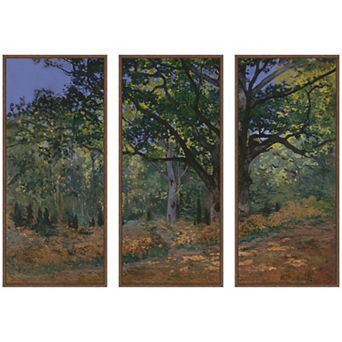 Bodmer Oak Fontainebleau Monet 3 pc Framed Canvas Wall Art Set