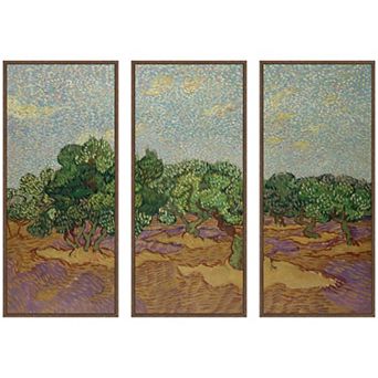 Olive Trees Van Gogh Panel 3 pc Framed Canvas Wall Art Set