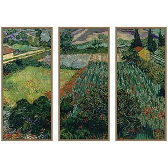Field of Poppies Vincent Van Gogh 3 pc Framed Canvas Wall Art Set