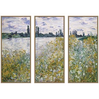 Island of Flowers Verteuil Monet 3 pc Framed Canvas Wall Art Set