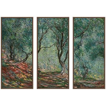 Moreno Garden Olive Trees Monet 3 pc Framed Canvas Wall Art Set