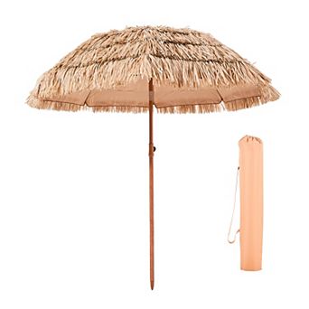 VEVOR Tiki Umbrella, 6 ft Thatched Patio Umbrella with Tilt, Hawaiian Style Beach Parasol