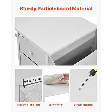 VEVOR Computer Desk with Fabric Drawers, 47 Inch Reversible Study Work Writing Desk, White