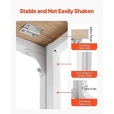 VEVOR Folding Desk, 31.5" Foldable Table for Small Spaces with Storage Hooks, Oak