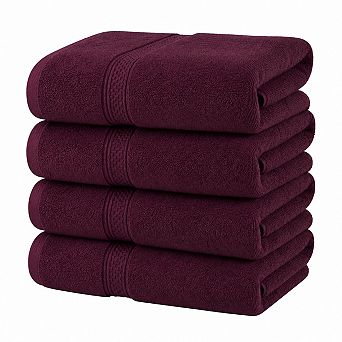 Set of 4 100% Ring Spun Cotton Towels Soft Absorbent Quick Dry Easy Care