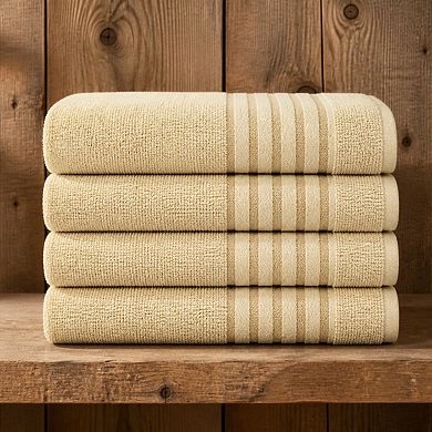 4-Pack Ring Spun Cotton Bath Towel Set Quick Dry Highly Absorbent Soft Feel