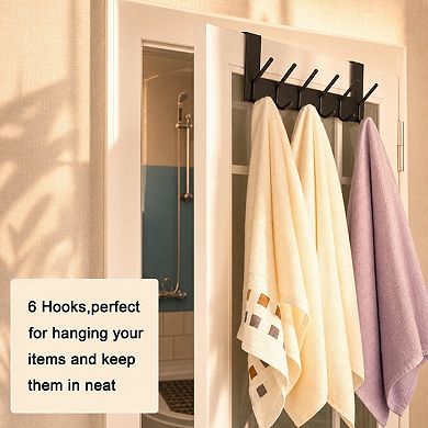 Over The Door Hook Rack Hanging Towel Clothes Coat Hanger No Drill Install