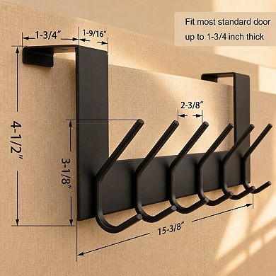 Over The Door Hook Rack Hanging Towel Clothes Coat Hanger No Drill Install