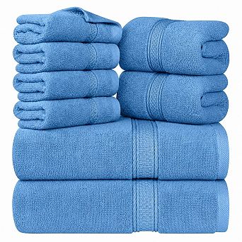 Set of 8 Luxury Cotton Towels Ring Spun Super Absorbent Spa Hotel