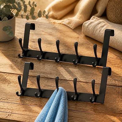 Over The Door Hook Rack Multi Hook Hanging Organizer For Clothes Coats Towels