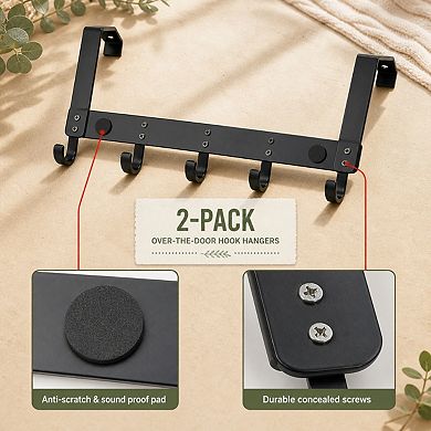 Over The Door Hook Rack Multi Hook Hanging Organizer For Clothes Coats Towels