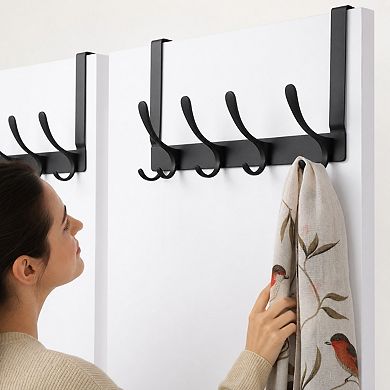 Over The Door Hook Rack Multi Hook Hanging Organizer For Clothes Coats Towels